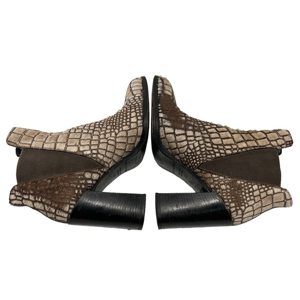 Ducanero Tan Brown Pony Hair Point Toe Leather Block Heel Booties Women’s 40 - Picture 11 of 15